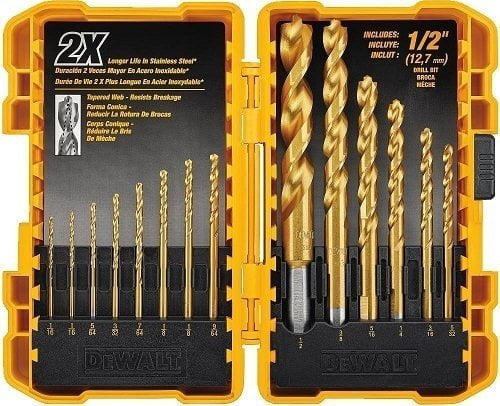 DeWalt DW1354 14-PC Titanium Brad Point Drill Bit Set DeWalt DW1354 14-PC Titanium Brad Point Drill Bit Set